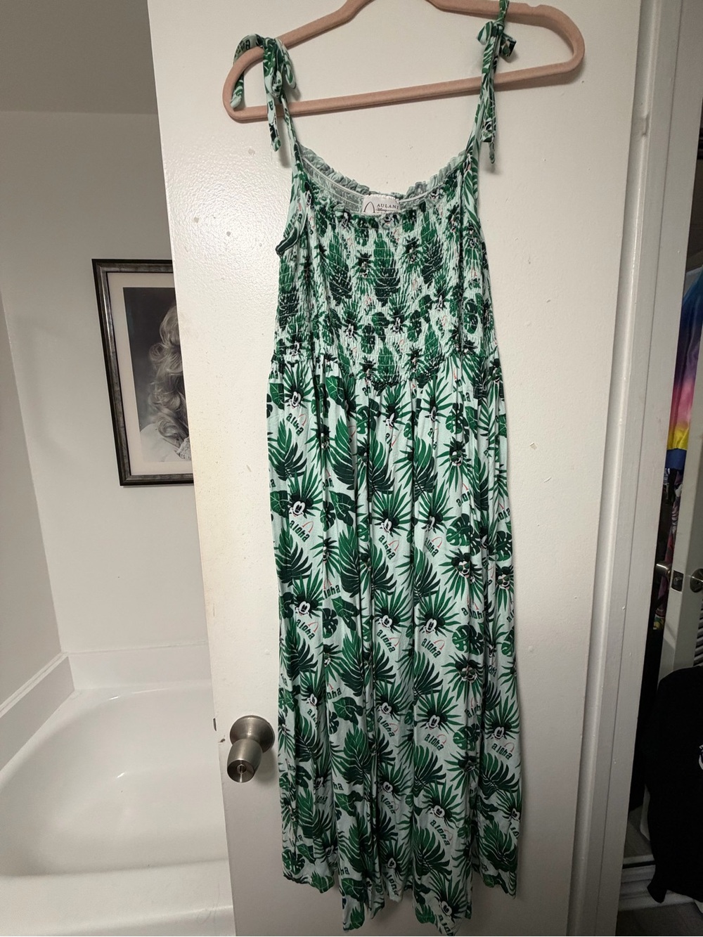 Disney Aulani Aloha Hawaii Tropical Mickey Palm Print Midi Sundress, L/XL/1X